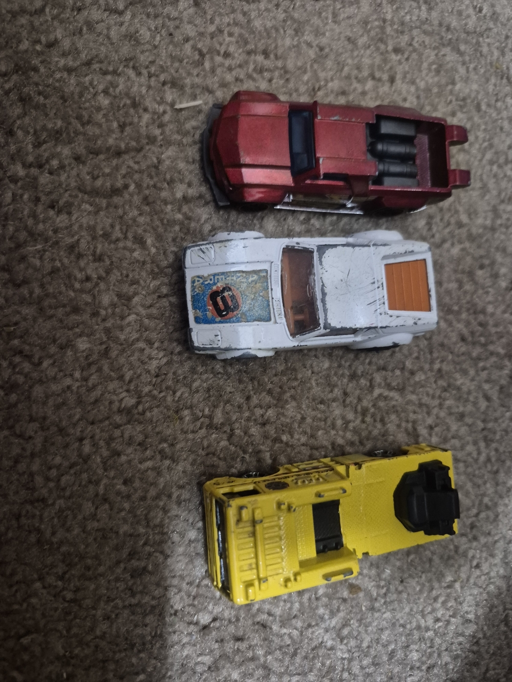 Kids Toy Car Trio - Red, White & Yellow Vehicle Set